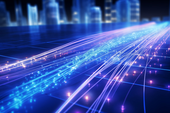 network cabling glowing threads and connection concept