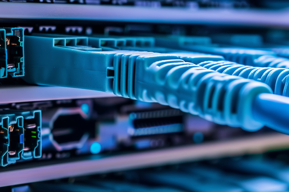 network cables plugged in to server