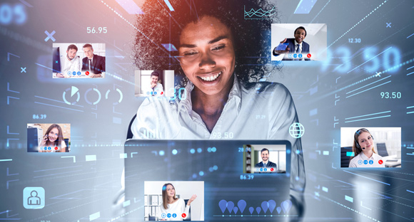 African American businesswoman using laptop to be a part of video conference call, digital concept