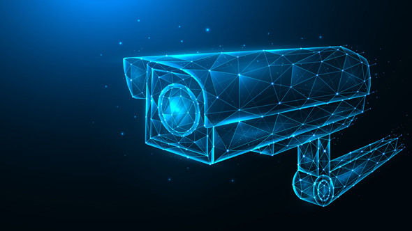 polygonal illustration of cctv camera, security camera, video surveillance system