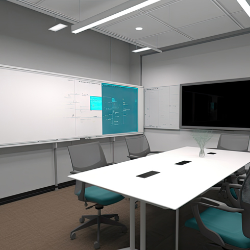 virtual conference room with interactive whiteboard